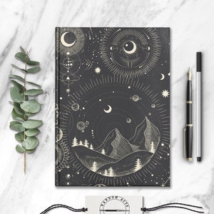 Space Mountain Journal Moon Dream Diary Universe Planet Travel Notebook Celestial Forest Adventure Journal Magical Spiritual Witchy Book