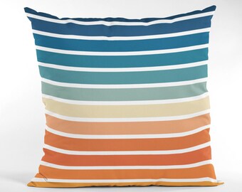 Retro Striped Throw Pillow Unique Abstract Pillow Cover Modern Vintage Decorative Beach House Decor 70s Living Room Bedroom Couch Pillows