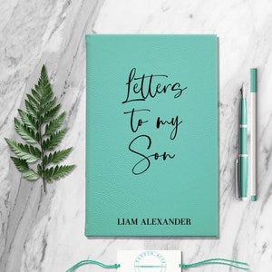 Letters To My Son Personalized Leather Notebook Custom Baby Boy Shower Gift for New Mom Customized Engraved Memory Book Mothers Day Gift