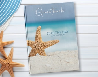 Starfish Personalized Guestbook - Custom Beach Vacation Home Guest Book - Tropical Sea Getaway Notebook - Travel Rental Memory Journal