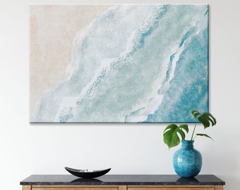 Abstract Ocean Canvas Aesthetic Sea Beach House Decor Waves Crashing Summer Wall Hangings Coastal Wall Art Blue Ocean Landscape Wall Canvas