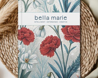 January Birth Month Flower Journal - Carnation & Snowdrop - Personalized Birthday Notebook
