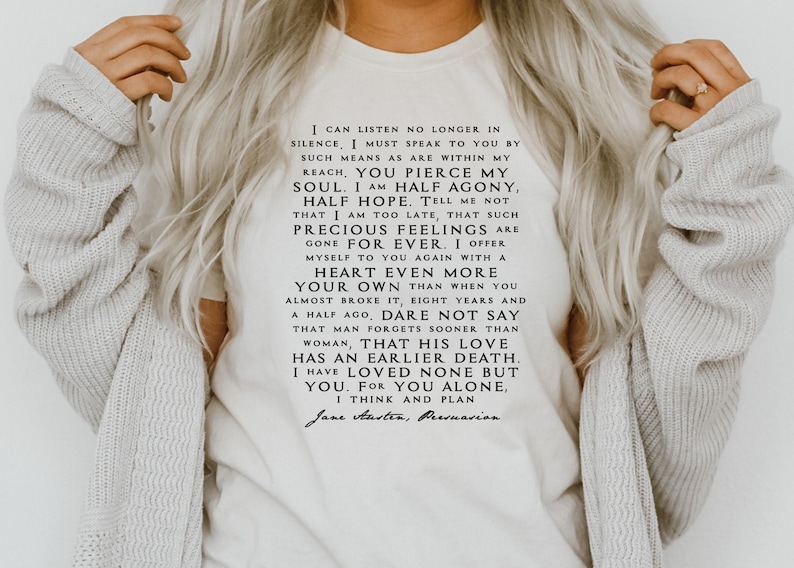 Captain Wentworth Love Letter Jane Austen T-shirt Persuasion | Etsy