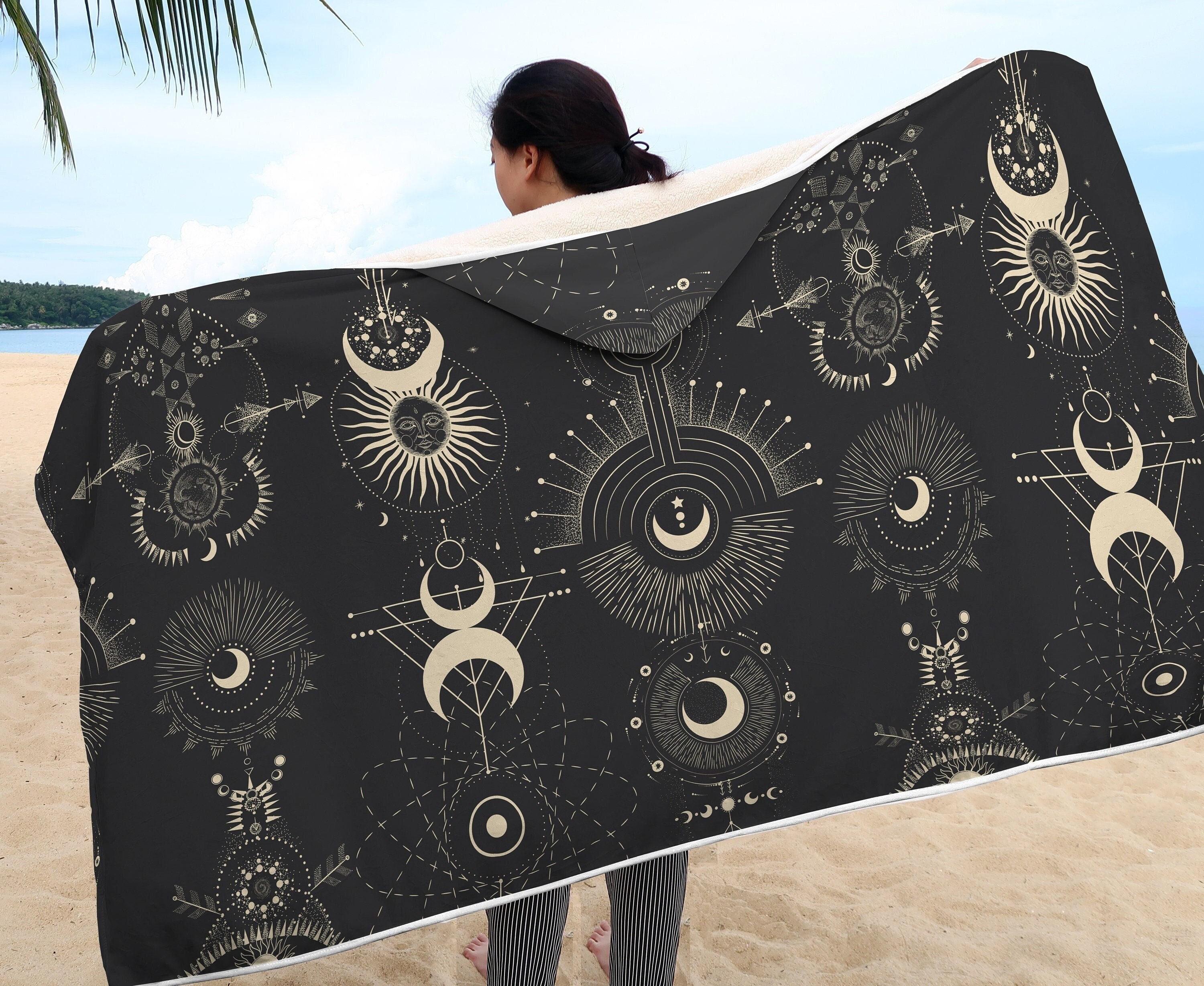 Discover Moon Sun Hooded Sherpa Blanket Spiritual Space