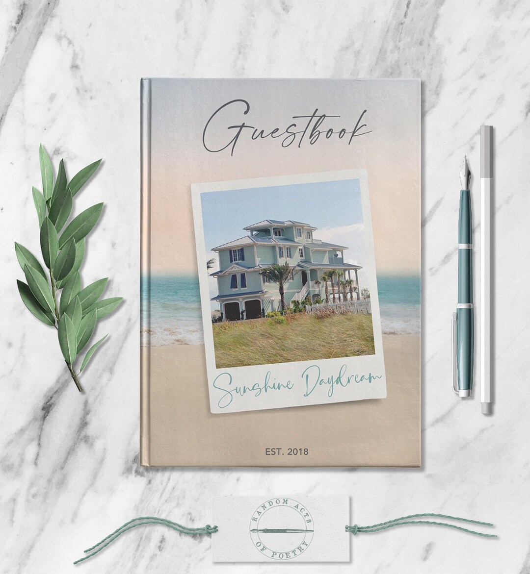 Beach House Personalized Guestbook Custom Vacation Home Guest Book Customized Tropical Sea