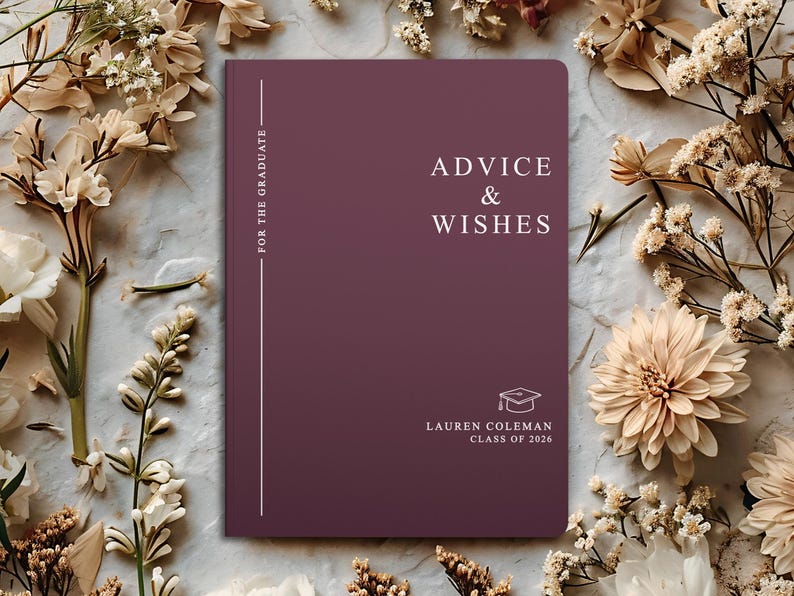 Advice & Wishes Graduation Book - Class of 2026 - Personalized Graduate Guest Book - His or Her Memory Keepsake SM Softcover Lined