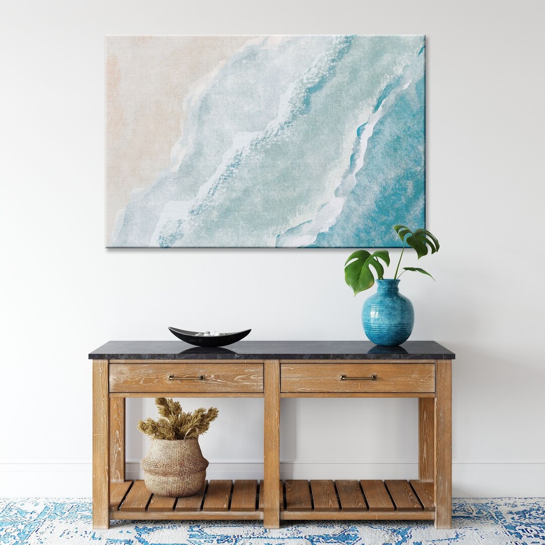 Abstract Ocean Canvas Aesthetic Sea Beach House Decor Waves Crashing