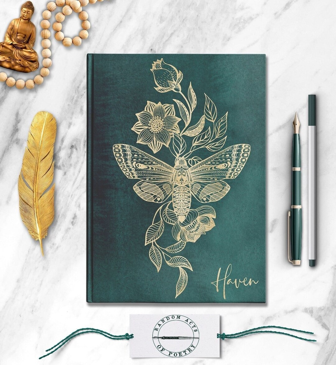 Moth Journal Personalized Dead Head Moth Journal - Custom Witchy Book of Shadows - Etsy