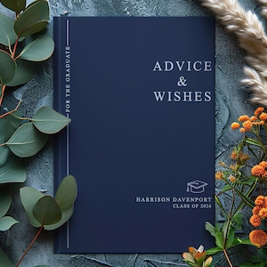 Advice & Wishes Graduation Book - Class of 2026 - Personalized Graduate Guest Book - His or Her Memory Keepsake SM Hardcover Blank