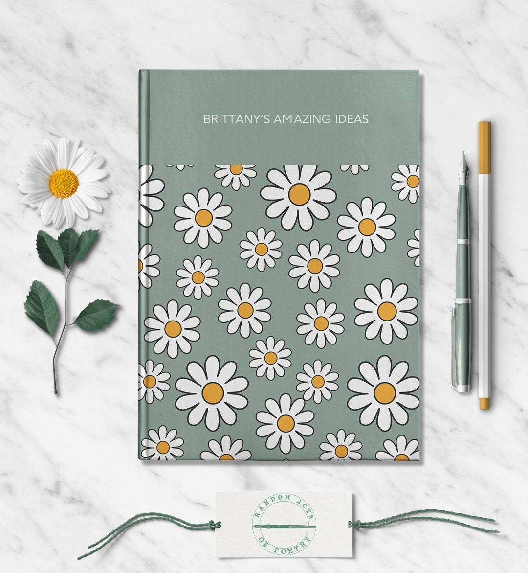 Daisy Personalized Name Notebook Custom Retro Flower Journal Customized ...