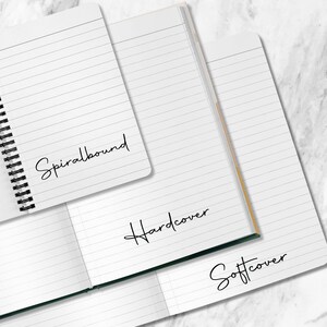 Puede incluir: Tres cuadernos con diferentes estilos de encuadernaci&oacute;n: espiral, tapa dura y tapa blanda. Cada cuaderno tiene p&aacute;ginas rayadas.