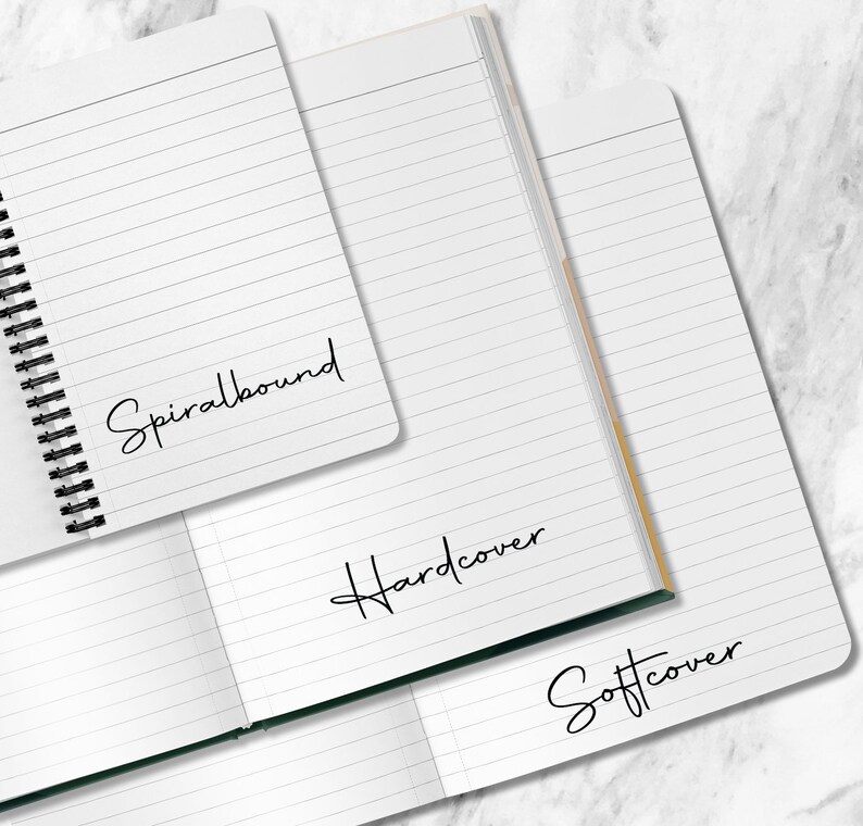 Puede incluir: Tres cuadernos con diferentes estilos de encuadernaci&oacute;n: espiral, tapa dura y tapa blanda. Cada cuaderno tiene p&aacute;ginas rayadas.