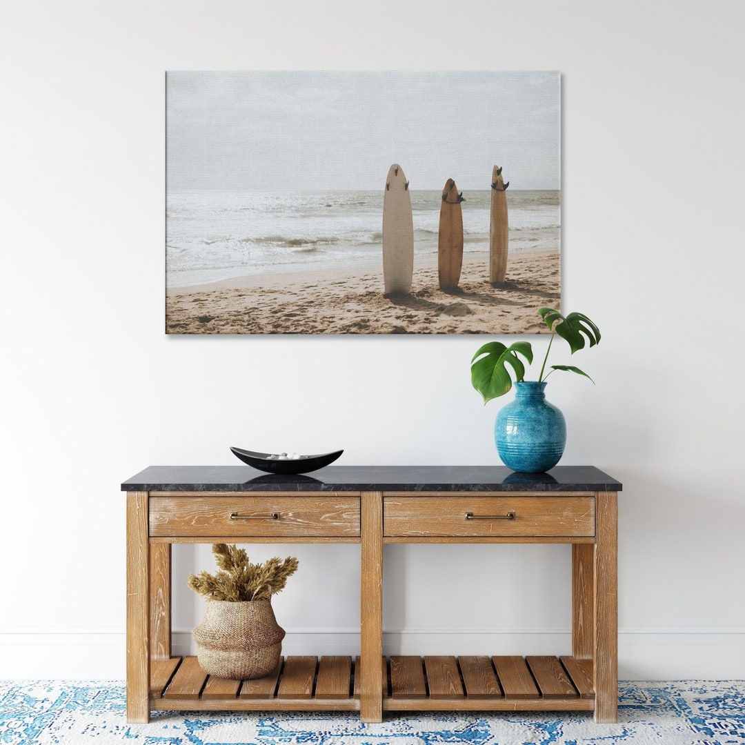 Vintage Surfboard Canvas Print - Beach House Coastal Wall Art - Etsy