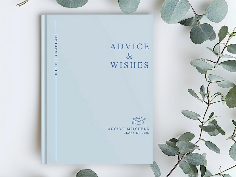 Advice & Wishes Graduation Book - Class of 2026 - Personalized Graduate Guest Book - His or Her Memory Keepsake LG Hardcover Blank