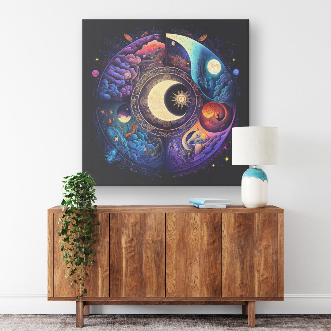 Spiritual Moon Canvas Crescent Moon Wall Art Mystical - Etsy