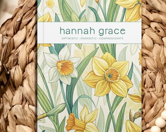 Birth Month Flower Journal - March - Daffodil Flowers - Custom Notebook - Personalized Gift for Her