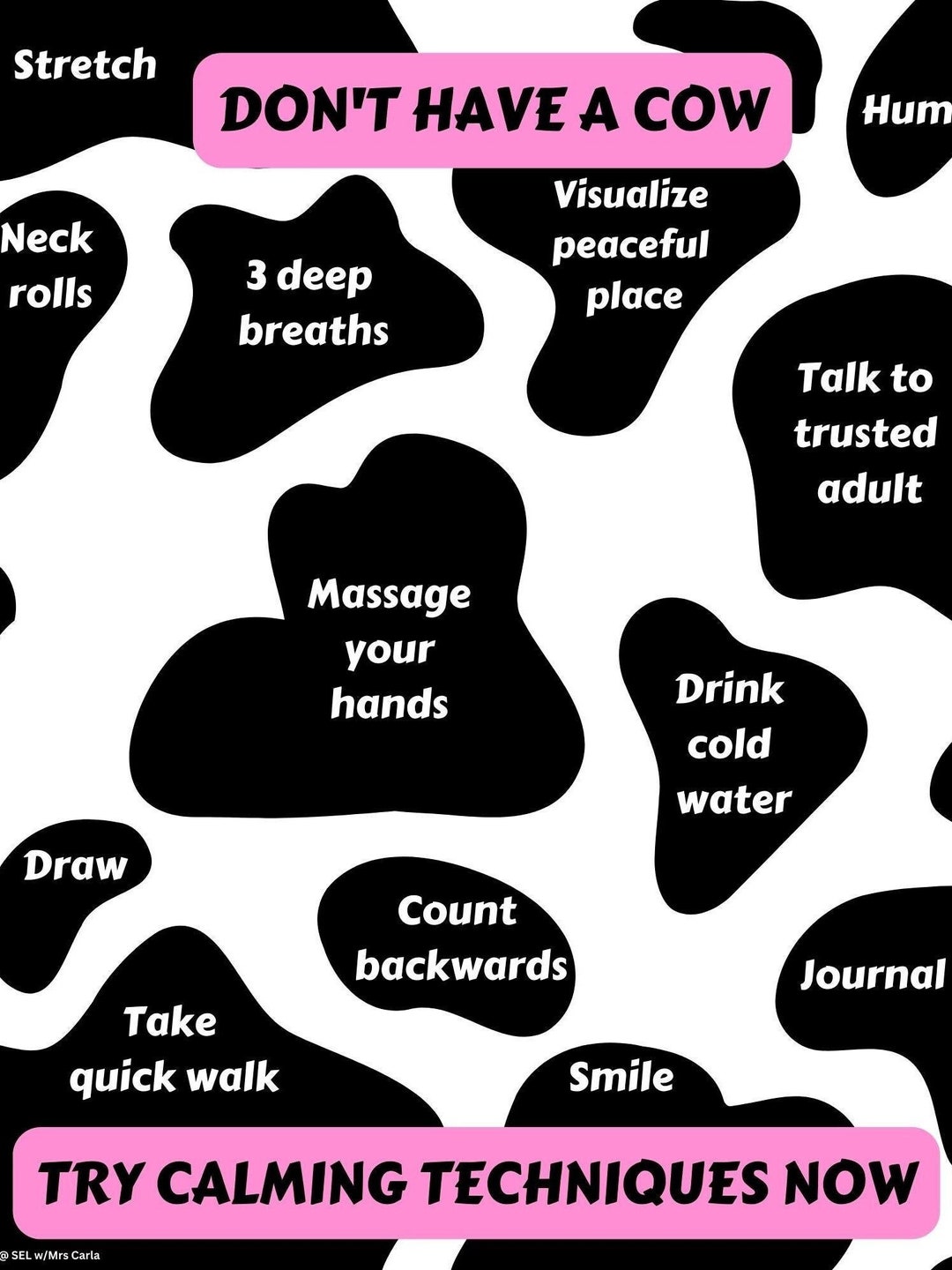 Don't Have a Cow Self-regulation Poster SEL Printable Poster for ...