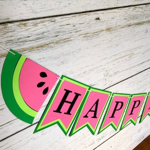 Happy Birthday Banner - Birthday Party - Happy Birthday - Personalized Banner - Watermelon Themed Birthday - Watermelon Birthday Party