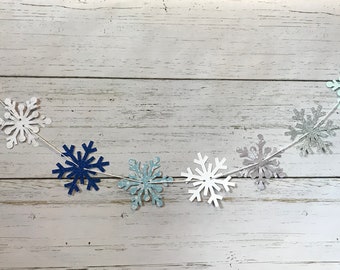 Snowflake Garland Banner - Blue - Winter Decoration - Baby Shower - Bridal Shower - Winter ONEderland - Baby It's Cold Outside