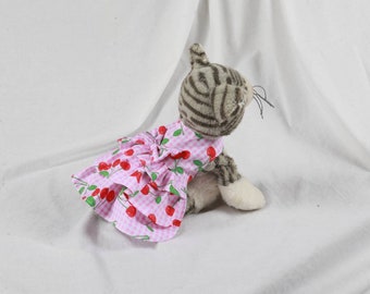 Triple Layer Ruffle Cherry dress for small pets