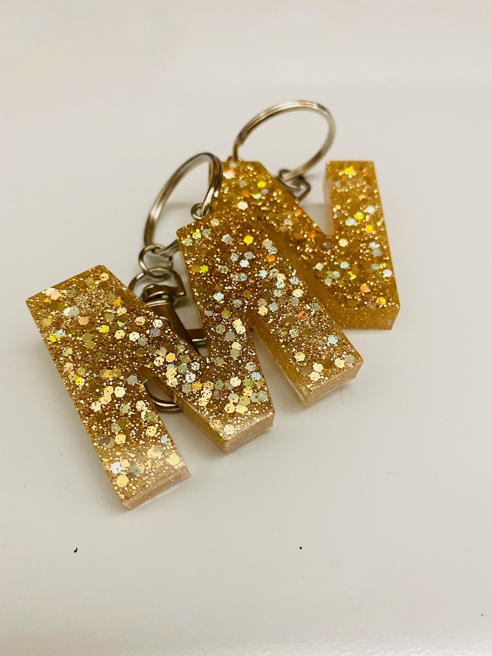Initial Keychains Keychains Gold Glitter Gold Keychains Etsy