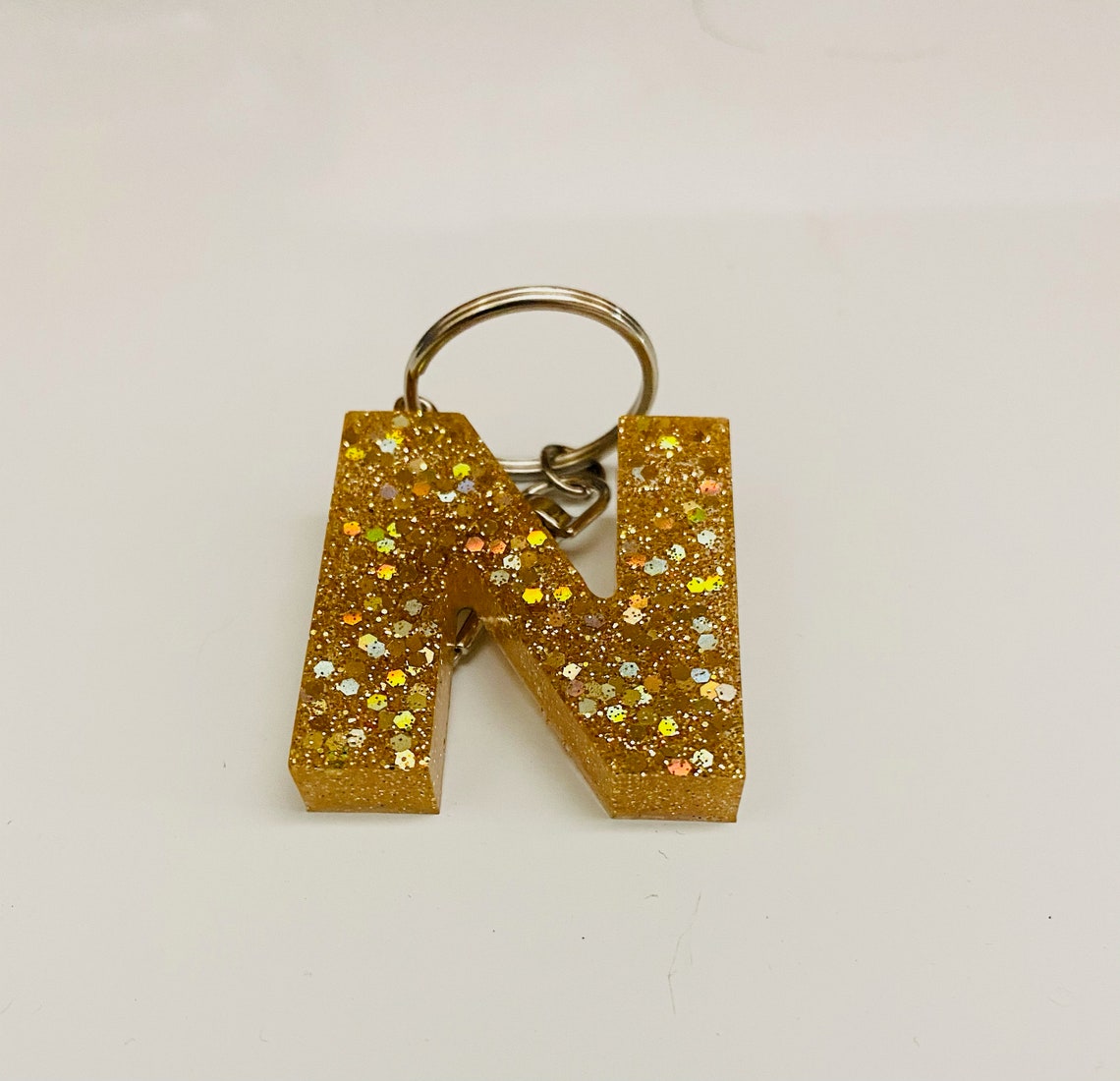 Initial Keychains Keychains Gold Glitter Gold Keychains Etsy