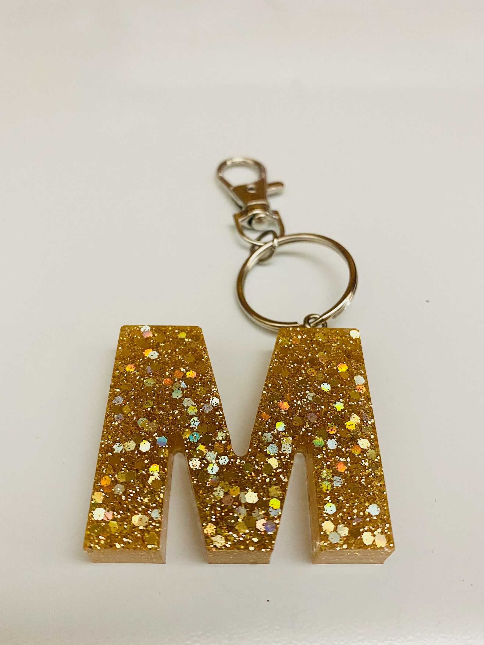 Initial Keychains Keychains Gold Glitter Gold Keychains Etsy
