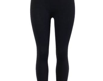 Black wool leggings/ winter thermal leggings/ thick leggings/wool pants