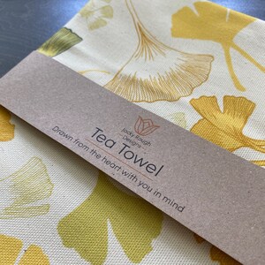 Ginkgo Leaves Tea Towel - Designer Tea Towel - Jacky Rough Designs - Made in the UK - 100% GOTS Organic Cotton - Kitchen & Dining - New Home