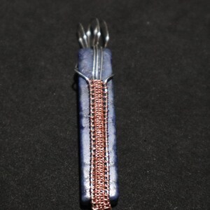 Lapis & Copper Woven Pendant