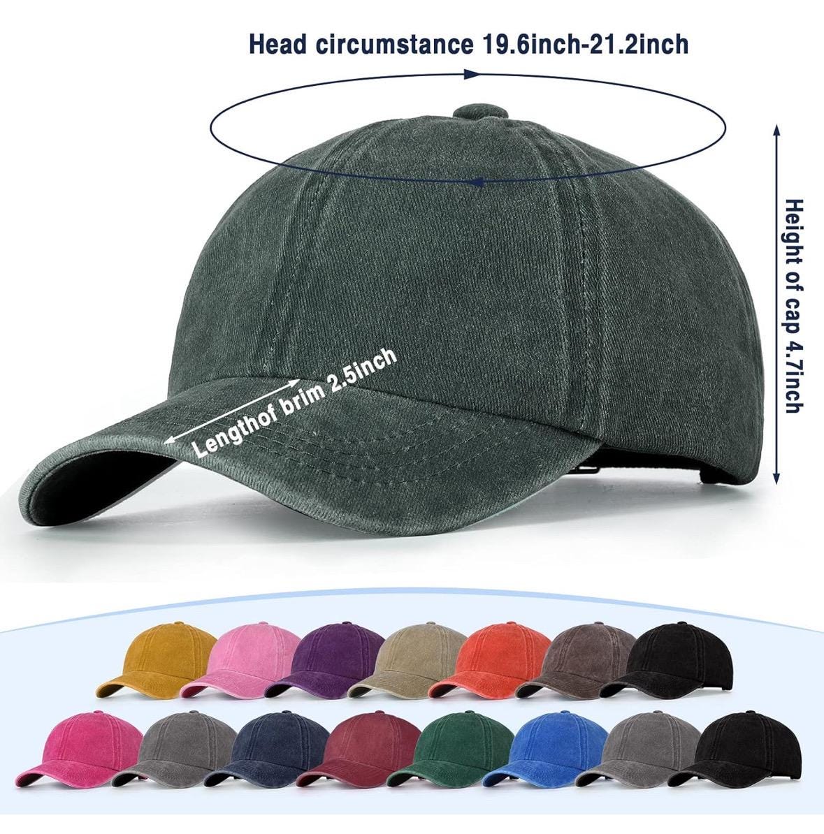 Denim Cap, Kids Name Embroidery Front, Adjustable Size - Etsy display picture 3