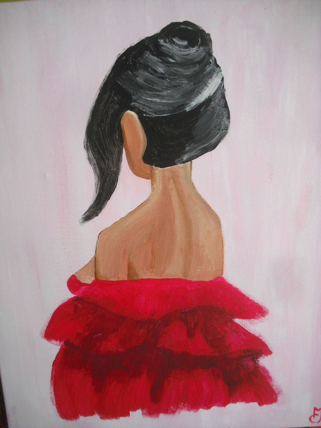 Tableau Représentant Une Femme Vêtue Dune Robe Rouge Vue Etsy