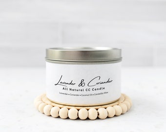 Lavender & Coriander CC Candle | 8oz Tin or 12oz Tumbler | Vegan Candle Wax | Essential Oil Aromatherapy