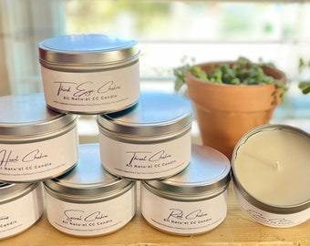 7-piece Chakra Candle Kit includes All Natural 8 oz CC Candles for Crown, Third Eye, Throat, Heart, Solar Plexus, Sacral, and Root Chakra.