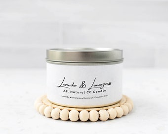 Lavender & Lemongrass CC Candle™ 8oz Tin or 12oz Nordic Ceramic Tumbler-Essential Oil Candle-Vegan Candle Wax