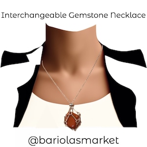 Crystal Holder Necklace • Adjustable 18&quot;-20&quot; • Interchangeable Cage Gemstone Holder • Gemstone or Crystal not included