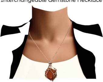 Crystal Holder Necklace • Adjustable 18"-20" • Interchangeable Cage Gemstone Holder • Gemstone or Crystal not included
