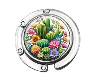 Succulent Purse Hanger, Foldable Handbag Hook, Cactus Floral Bag Holder for Table, Plant Lover Gift, Teacher or Coworker Gift