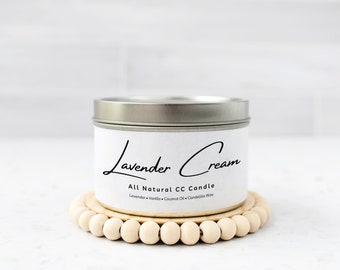Lavender Cream All Natural CC Candle-8oz Recyclable Tin or 12oz Nordic Tumbler-Essential Oil Candle