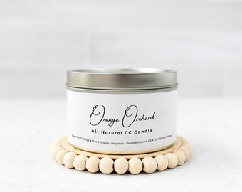 Orange Orchard All-Natural CC Candle™  | 8oz Recyclable Tin | Citrus Candle | Vegan Essential Oil Candle