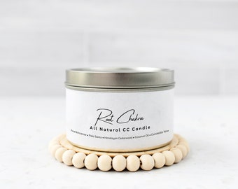 Root Chakra Candle-Vegan-Earth Conscious-Hypoallergenic Wax-Aromatherapy-Essential Oil Candle-8 oz Recyclable Tin