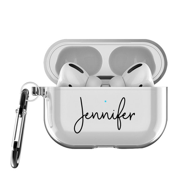 Personalized Airpods Pro Case with Keychain and running Strap, clear Airpods Pro Case, Airpods pro cover customized name