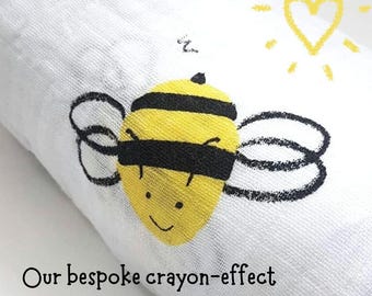 Bumble Bee Cotton-Bamboo Swaddle muslin