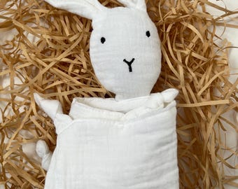 Bunny Muslin Lovey – Soft Cotton Baby Comforter with Ears, Bunny Security Blanket, Newborn Gift | Bunny muslin | Cute baby muslin