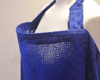 Bestseller- Royal Blue Broderie Anglaise (Cutwork embroidered Cotton) Nursing cover/ Breastfeeding Cover