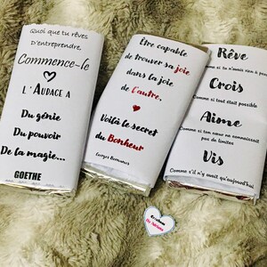 Cadeau Original, tablette chocolat, citation positive, encouragements, meilleurs vœux, amour ...