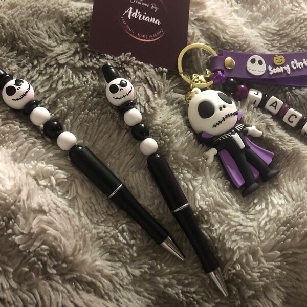 Stylo perles, personnage, idée cadeau, Jack Skellington, Tim Burton, dessin animé