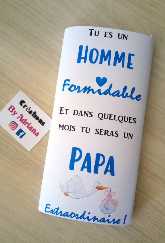 Tablette chocolat, annonce grossesse, futur papa, Cadeau original, idée  cadeau, famille, bébé, cigogne -  France