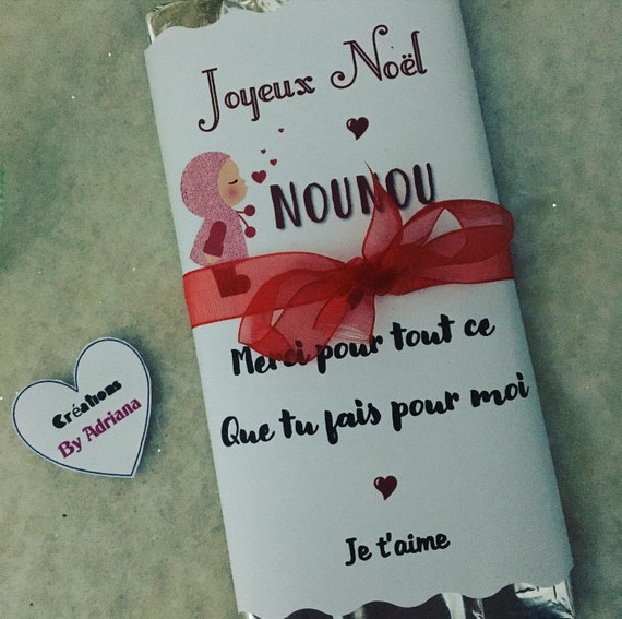 Tablette chocolat nounou, Cadeau original, idée cadeau, message