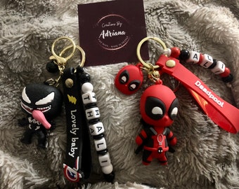 Llavero de personajes 3D, Superhéroes, Marvel, Venom, Deadpool, joyería para bolso, estuche, mochila... personalizado, idea de regalo